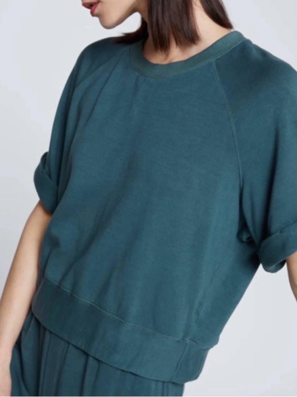 STATESIDE‎ Softest Fleece Boxy Raglan Shirt- Verde